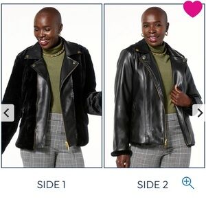 IMAN Global Chic Reversible Faux Fur to Faux Leather Jacket - Size: 2X